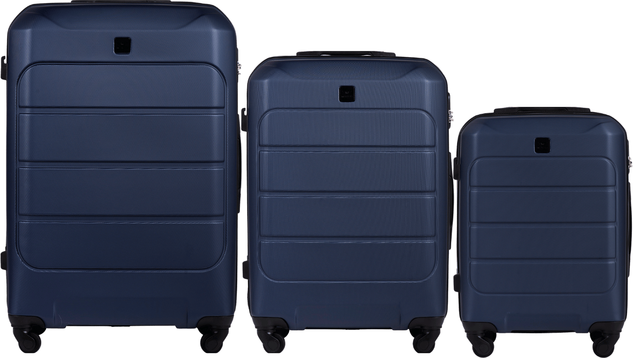 Tmavomodrá sada 3 cestovných kufrov WINGS GANNET GAN01 GANNET, Zestaw 3 waliziek ABS+ (L,M,S) Wings, BLUE Veľkosť: Sada kufrov