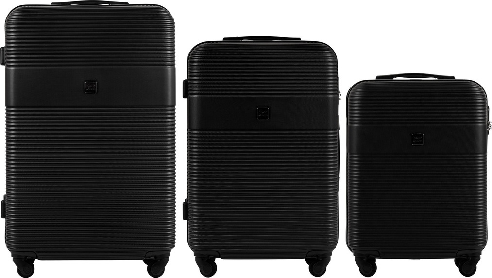 Čierna sada troch cestovných kufrov FINCH 5398-3, Luggage 3 sets (L,M,S) Wings, Black Veľkosť: Sada kufrov