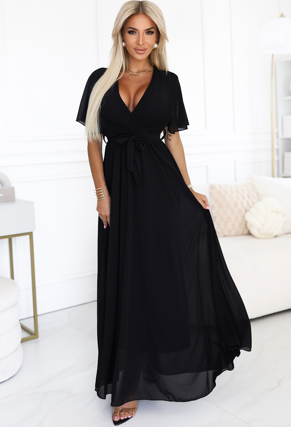 Čierne maxi šaty 545-5 Veľkosť: ONE SIZE