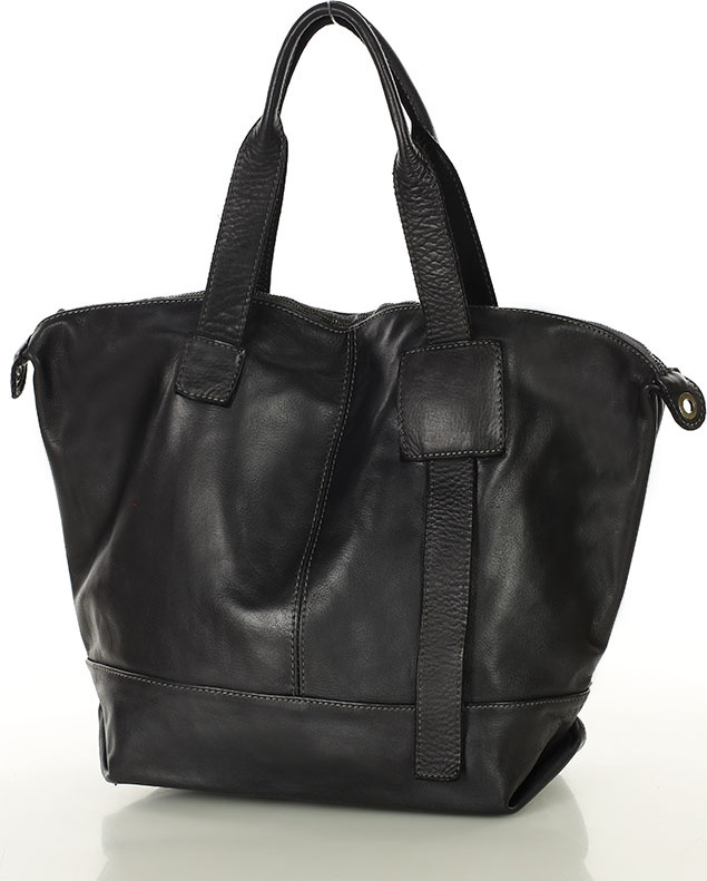 MARCO MAZZINI Čierna dámska priestranná kožená shopper kabelka (v254a) Veľkosť: ONE SIZE