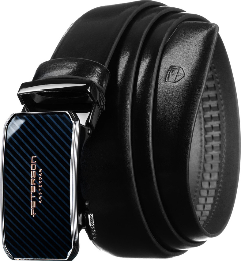 Peterson Elegantný pánsky čierny kožený opasok PTN A016 Veľkosť: 105