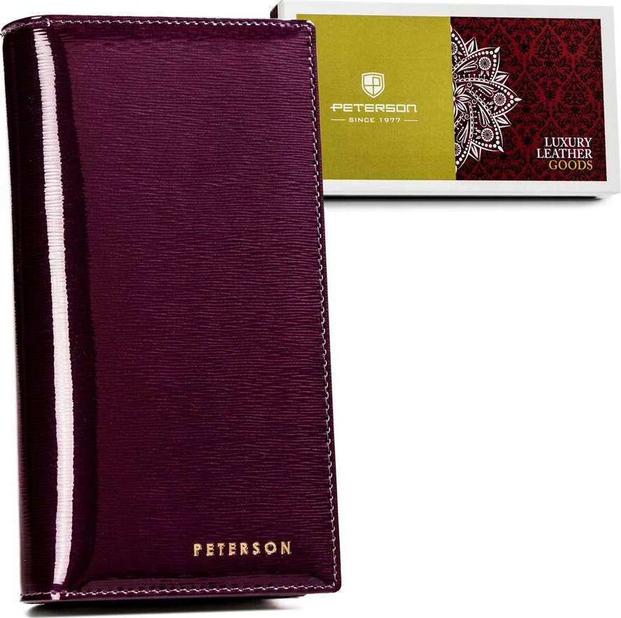 Peterson Tmavofialová elegantná lakovaná kožená peňaženka Y632 PTN 421431-SH Veľkosť: ONE SIZE