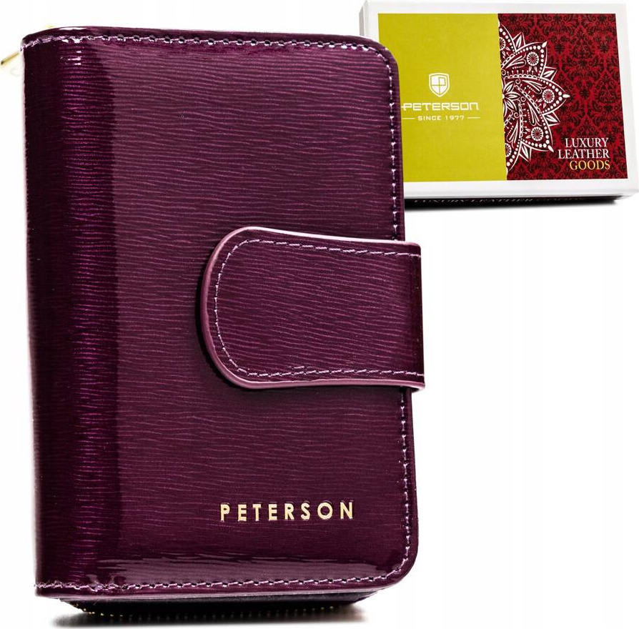 PTN Tmavofialová hladká lesklá kožená peňaženka Y630 425214-SH Veľkosť: ONE SIZE