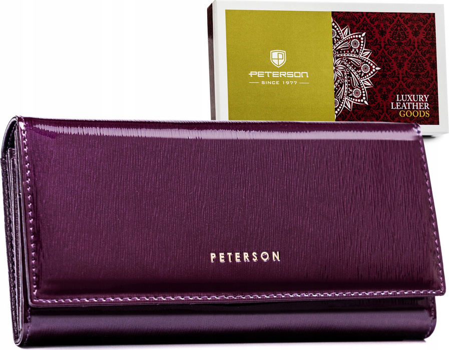 Peterson Tmavofialová lakovaná kožená peňaženka Y621 PTN 42122-SH Veľkosť: ONE SIZE