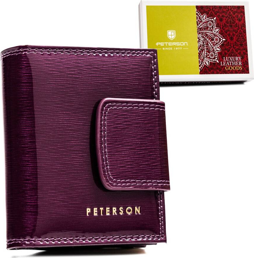 Peterson Tmavofialová malá lakovaná kožená peňaženka Y625 PTN 42329-SH Veľkosť: ONE SIZE