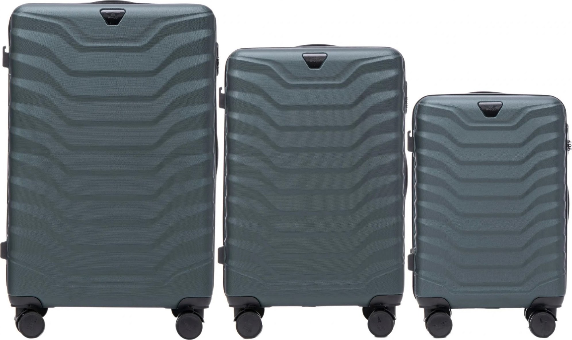 Tmavozelená 3dielna sada kufrov PEAFOWL PEA01, Set of 3 suitcases (L, M, S) Wings, Dark green Veľkosť: Sada kufrov