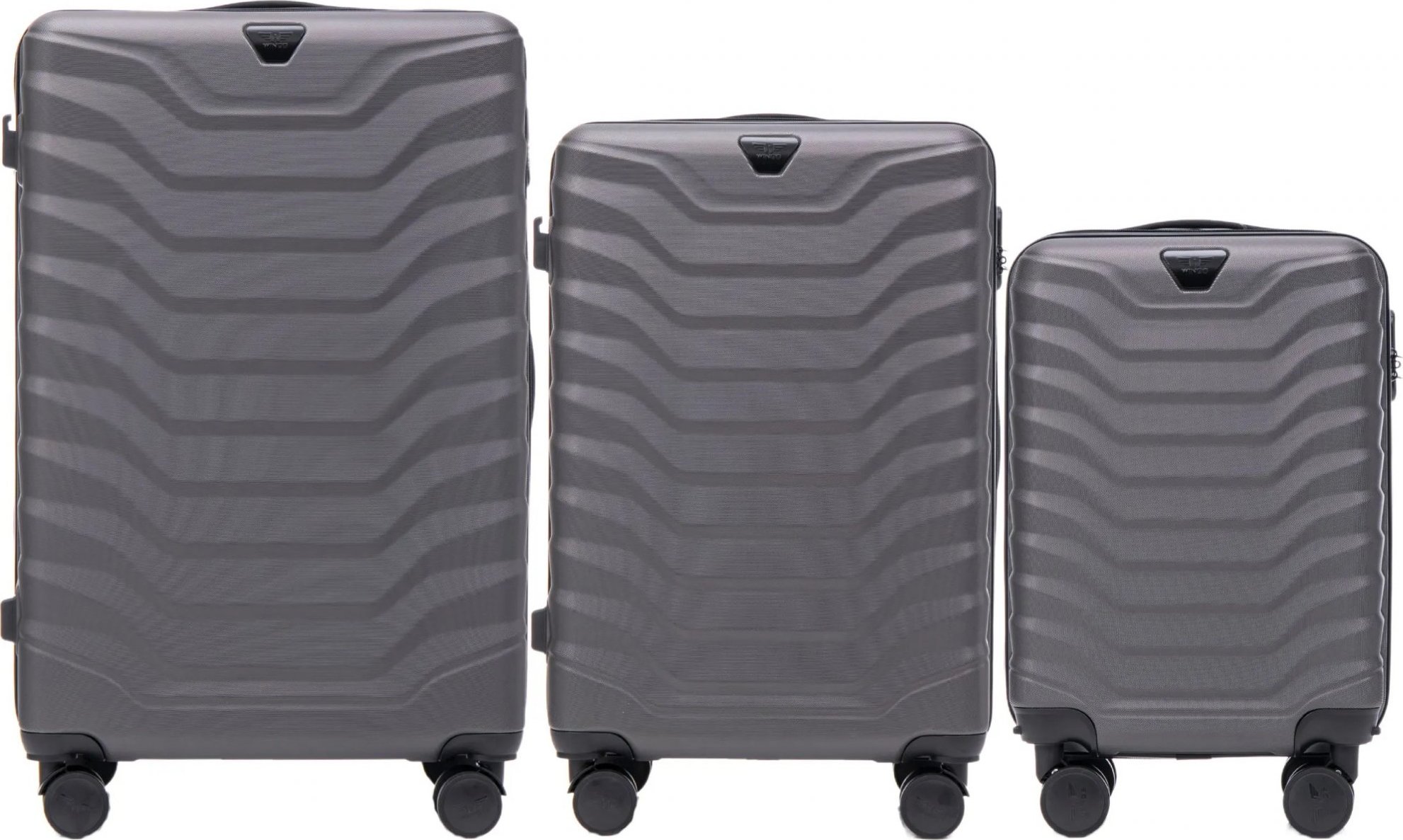 Tmavosivá 3dielna sada kufrov PEAFOWL PEA01, Set of 3 suitcases (L, M, S) Wings, Dark grey Veľkosť: Sada kufrov