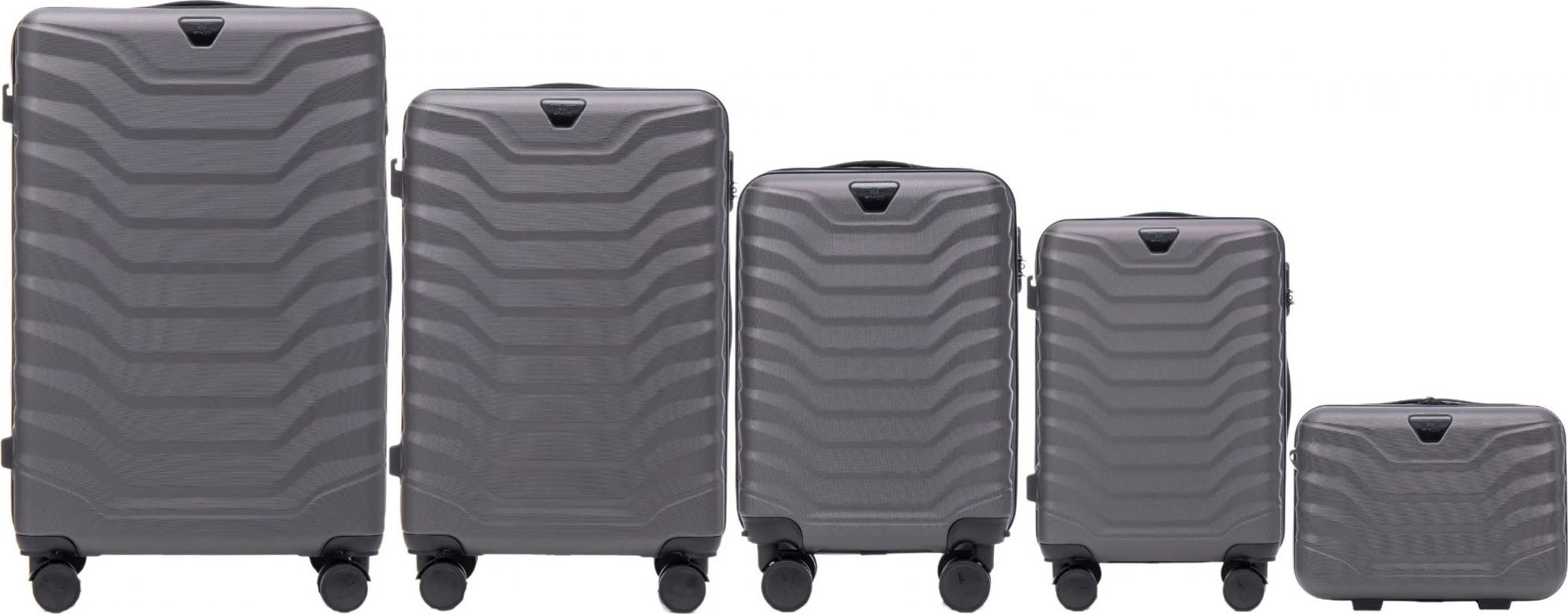 Tmavosivá 5dielna sada kufrov PEAFOWL PEA01, Set of 5 suitcases (L, M, S, XS, BC) Wings, Dark grey Veľkosť: Sada kufrov