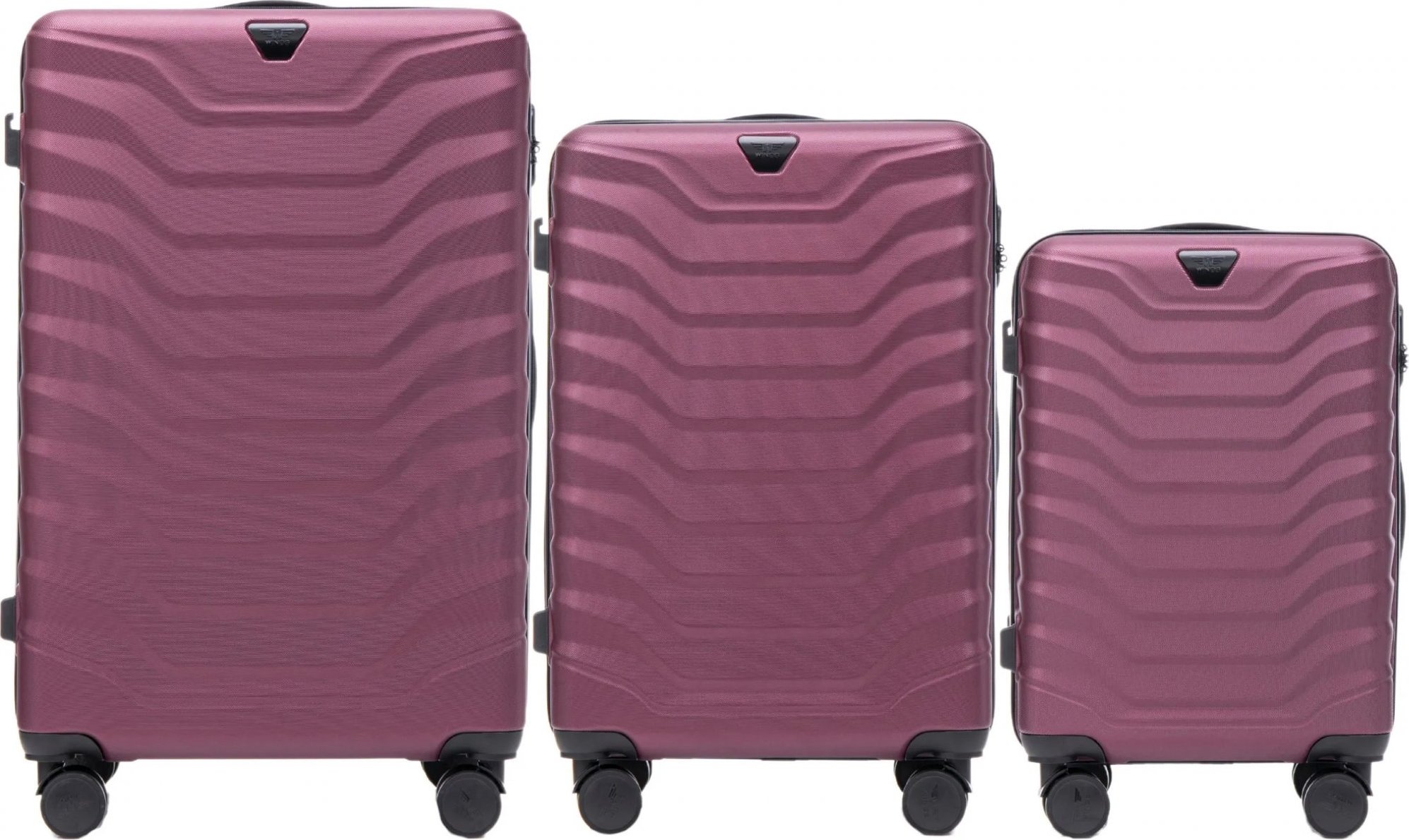 Tmavoružová 3dielna sada kufrov PEAFOWL PEA01, Set of 3 suitcases (L,M,S) Wings, Burgundy Veľkosť: Sada kufrov