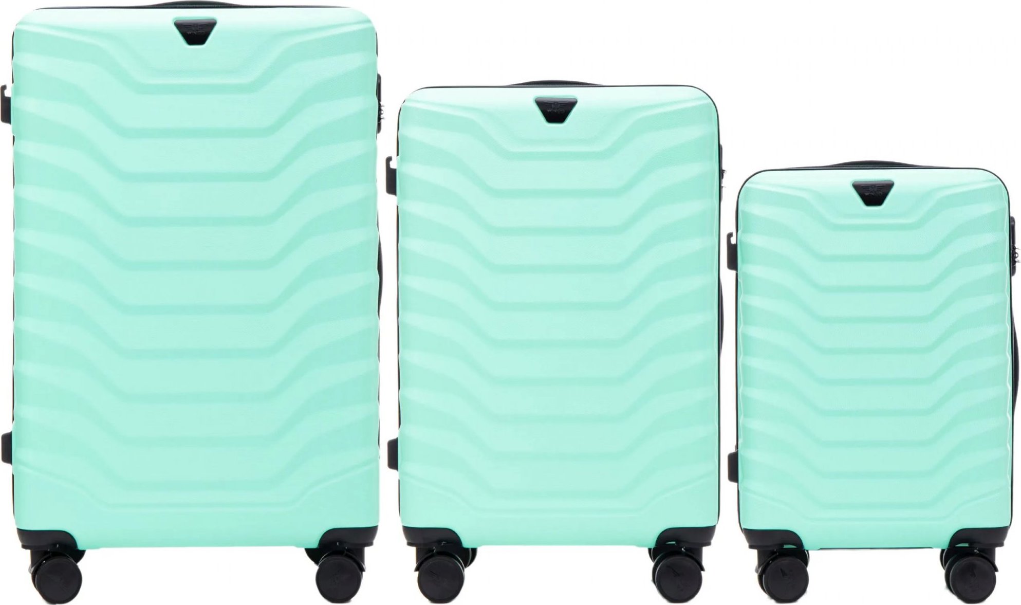 Mintová 3dielna sada kufrov PEAFOWL PEA01, Set of 3 suitcases (L,M,S) Wings, Light green Veľkosť: Sada kufrov