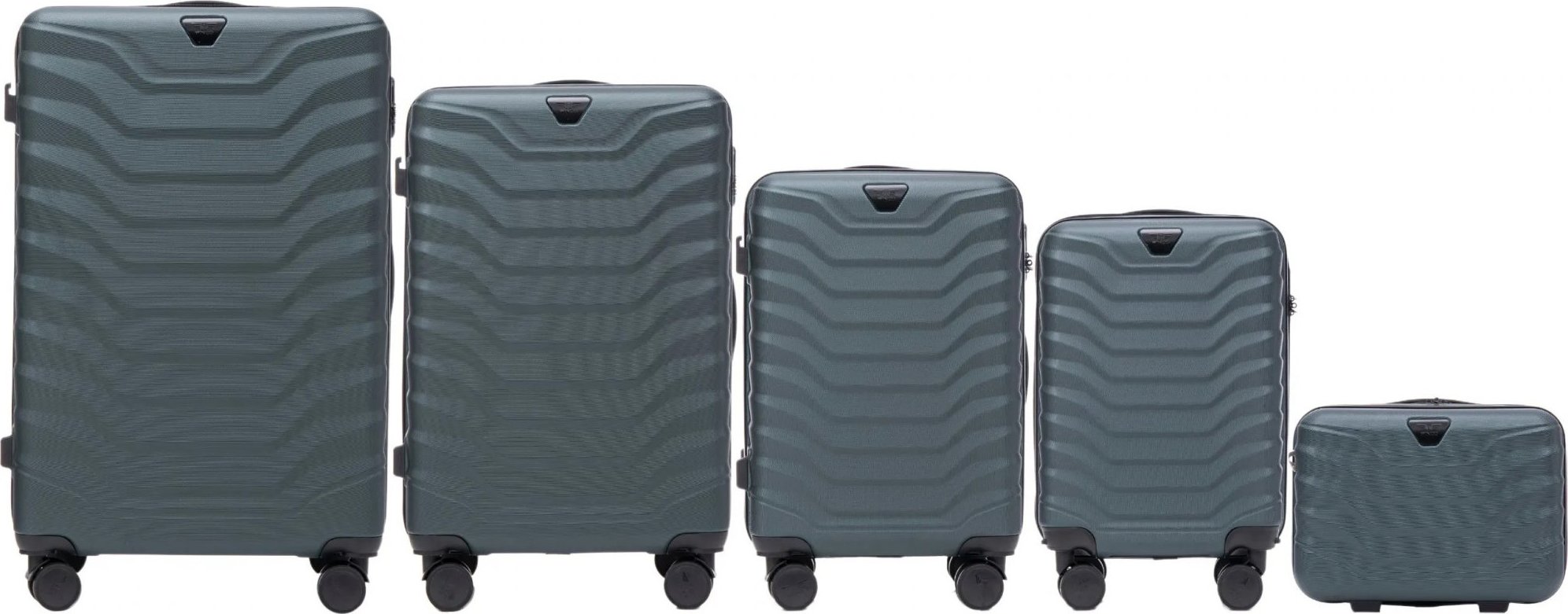 Tmavozelená 5dielna sada kufrov PEAFOWL PEA01, Set of 5 suitcases (L, M, S, XS, BC) Wings, Dark green Veľkosť: Sada kufrov