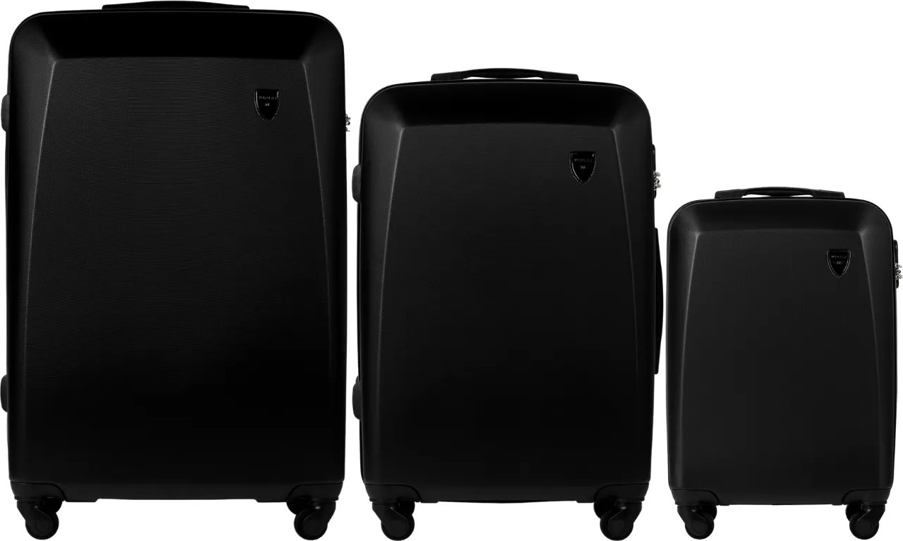 Čierna sada cestovných kufrov 0125, (L,M,S) Wings, Black Veľkosť: Sada kufrov