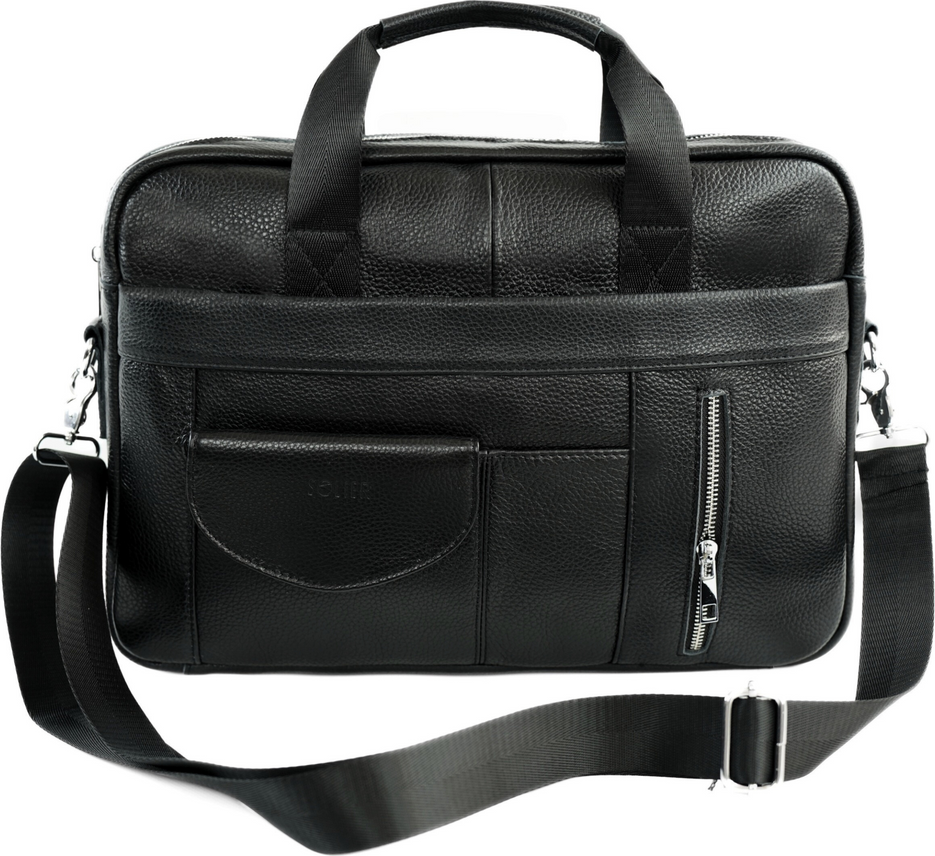 Solier Pánska čierna kožená taška na notebook BRANN SL49 BRANN BLACK 9039 Veľkosť: ONE SIZE