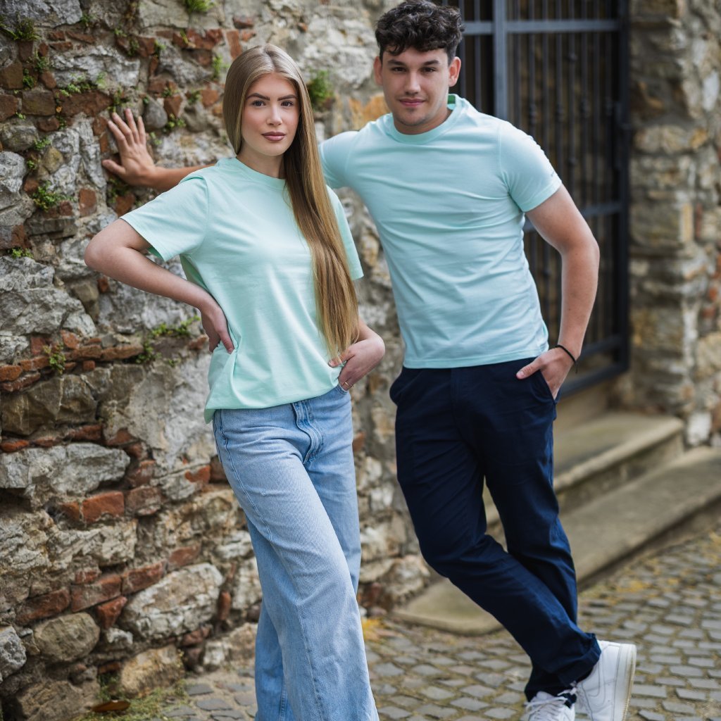 Mintové unisex bavlnené tričko bez potlače Veľkosť: S