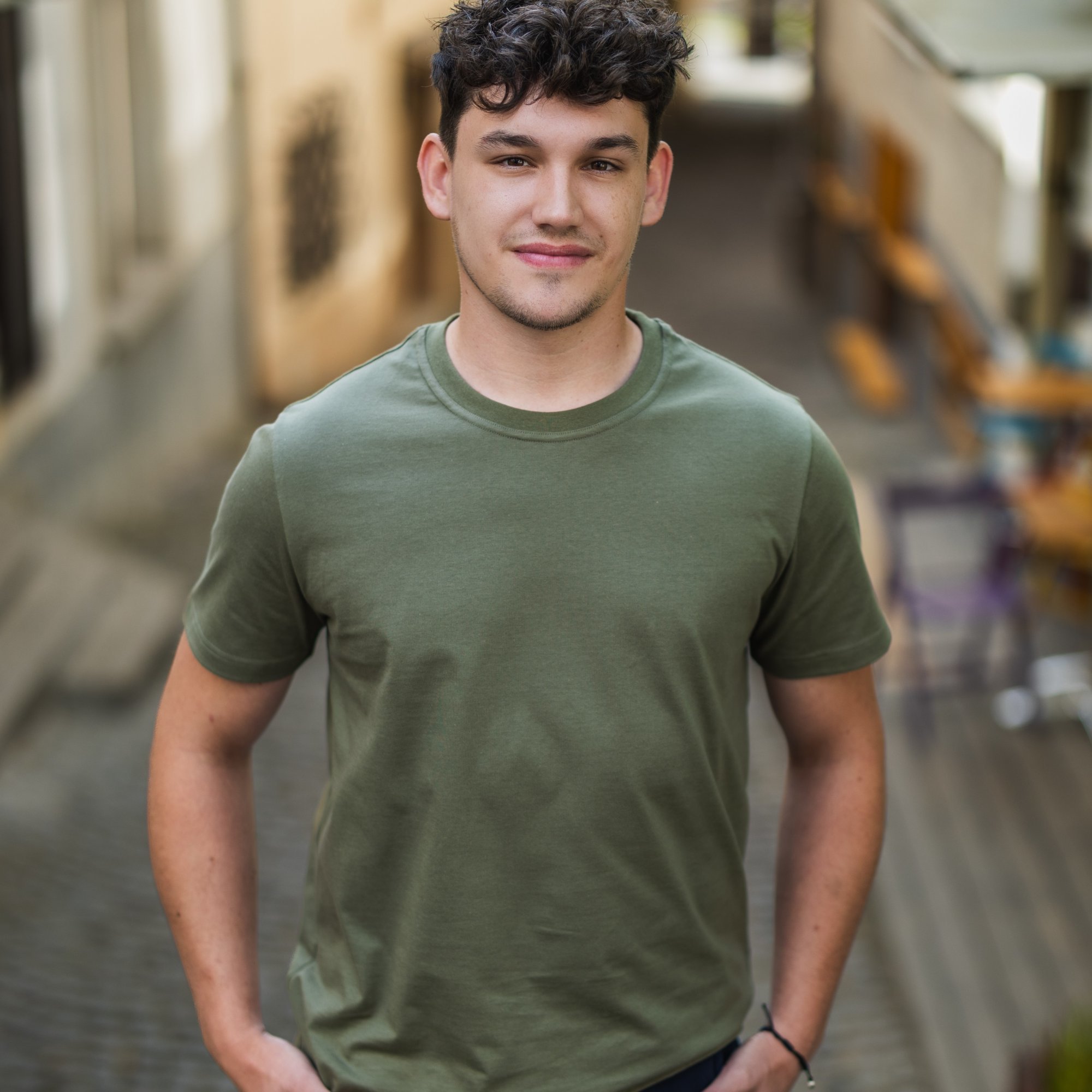 Kaki unisex bavlnené tričko bez potlače Veľkosť: 2XL