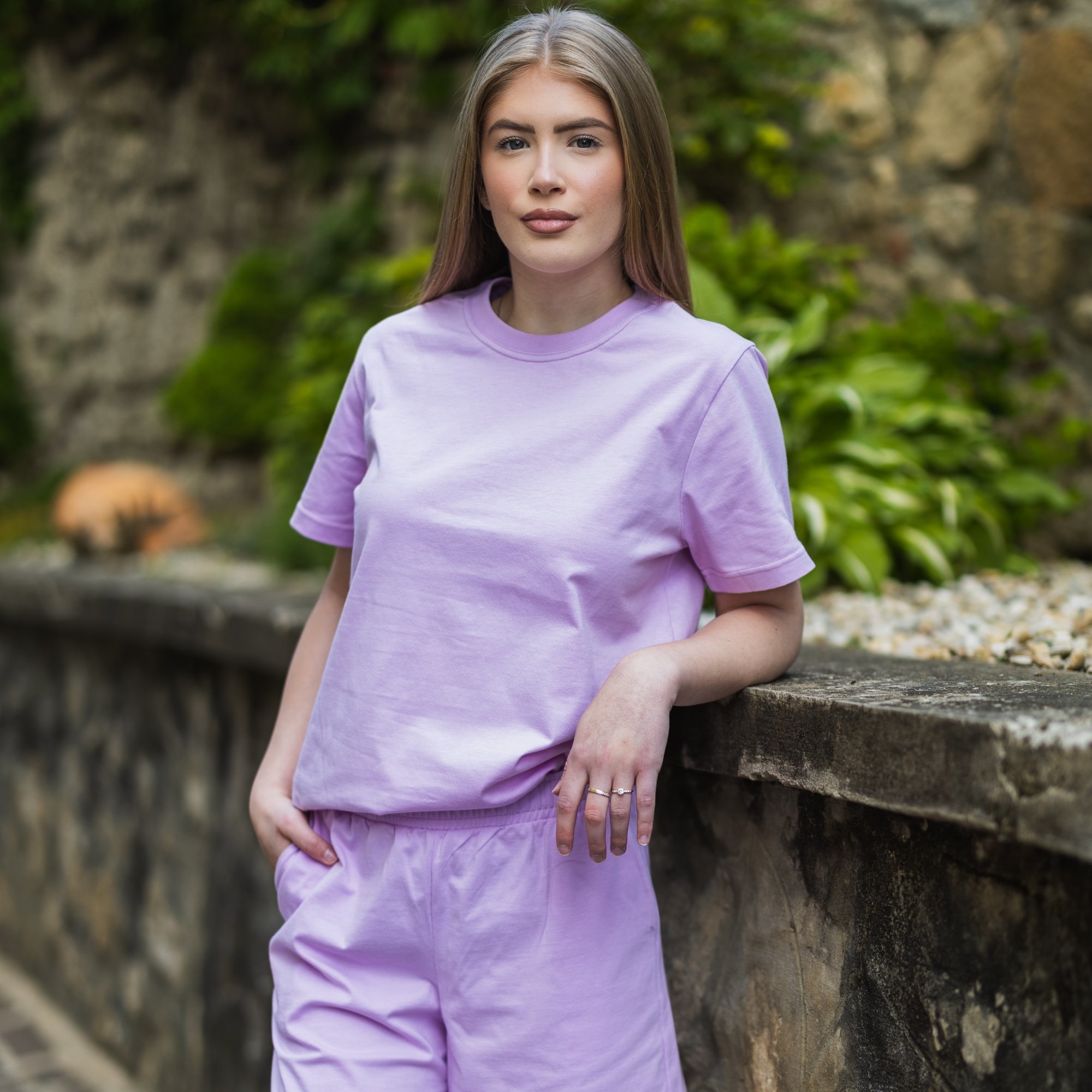 Svetlo fialové unisex bavlnené tričko bez potlače Veľkosť: 2XL