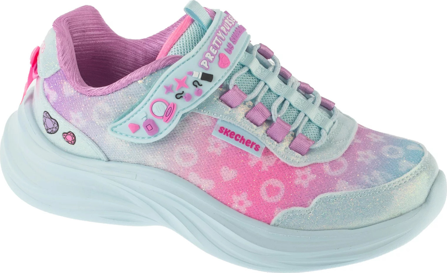 Mintovo-ružové detské trblietavé tenisky Skechers Power Jams 2.0 302199L-AQMT Veľkosť: 36