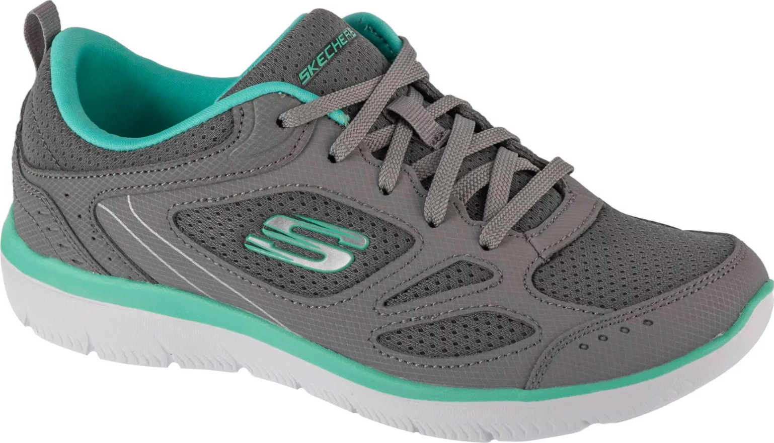Sivo-tyrkysové dámske tenisky Skechers Summits Suited 12982-GYTQ Veľkosť: 36