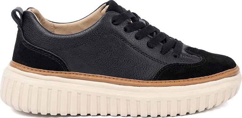 Čierne dámske kožené sneakersy na béžovej platforme Sergio Leone SP025B Veľkosť: 36