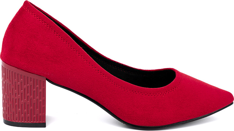 Elegantné dámske červené lodičky na ozdobnom stĺpikovom podpätku, podpätok 6,5 cm GD-FL328R Veľkosť: 40