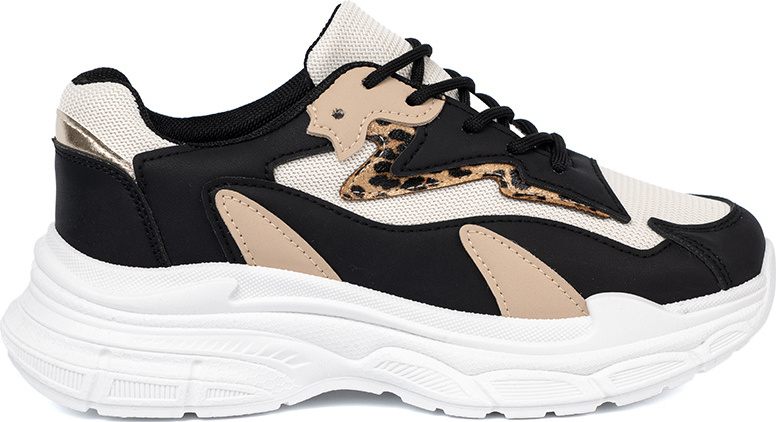 Čierno-béžové dámske sneakersy s hrubou podrážkou 1193B Veľkosť: 36