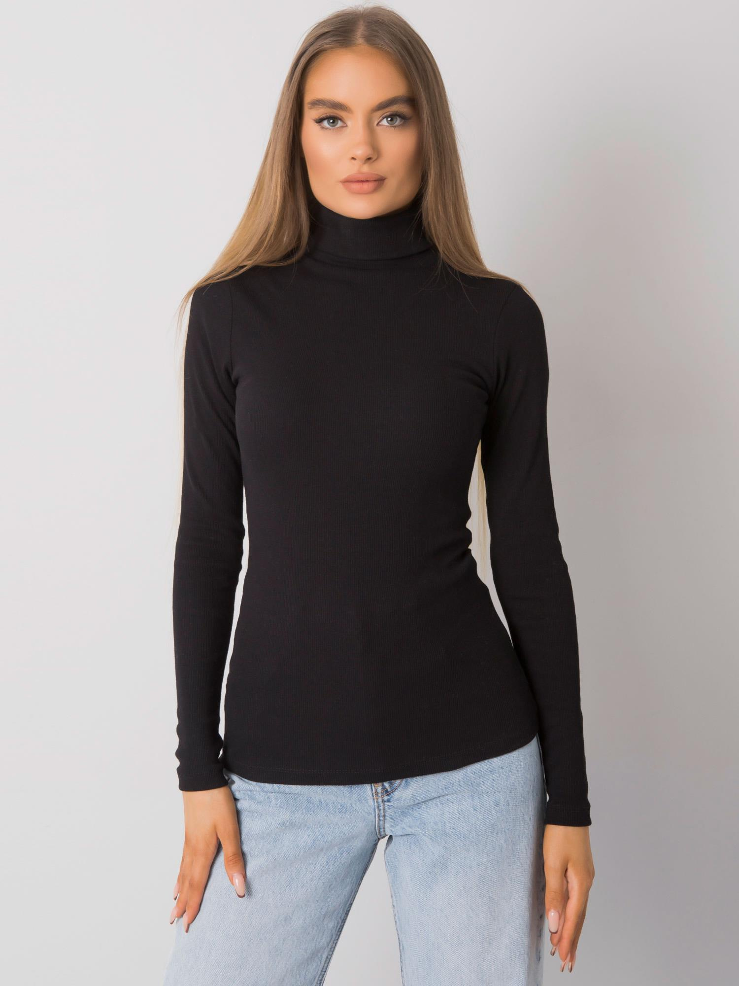 Čierny dámsky rebrovaný rolák RV-BZ-7182.01P-black Veľkosť: L/XL