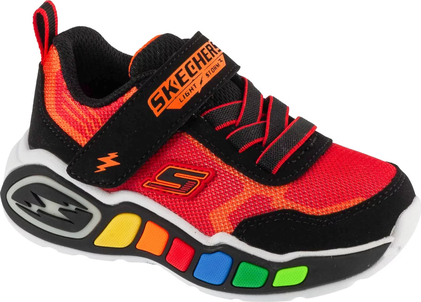 Červené detské svietiace tenisky Skechers Play Scene 407606N-BKRD Veľkosť: 24