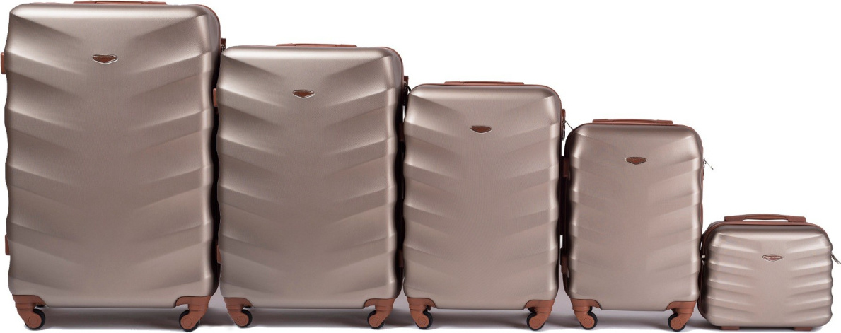 Päťdielna sada cestovných kufrov ALBATROSS - champagne 402, Luggage 5 sets (L,M,S,XS,BC) Wings, Champagne Veľkosť: Sada kufrov