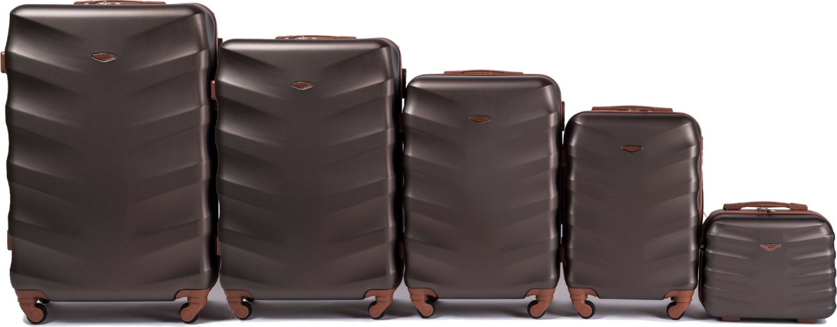 Päťdielna sada cestovných kufrov ALBATROSS - hnedá 402, Luggage 5 sets (L,M,S,XS,BC) Wings, Coffee Veľkosť: Sada kufrov