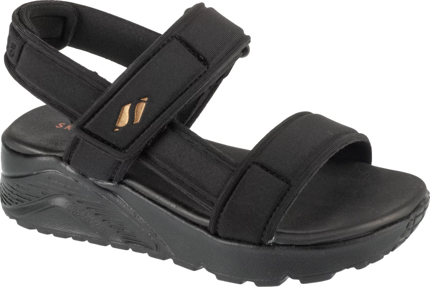 Čierne sandále na kline Skechers Uno Lite Sandal - Sunny Stand 310372L-BKRG Veľkosť: 27