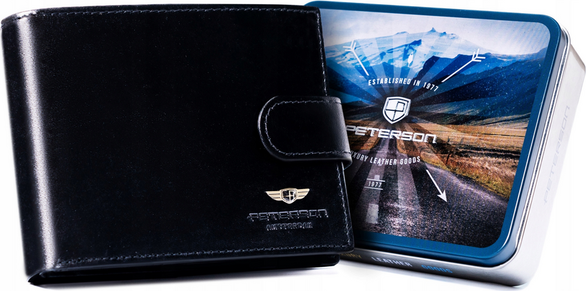 Peterson Čierna kožená peňaženka W095 [DH] PTN 22301L-VT Veľkosť: ONE SIZE