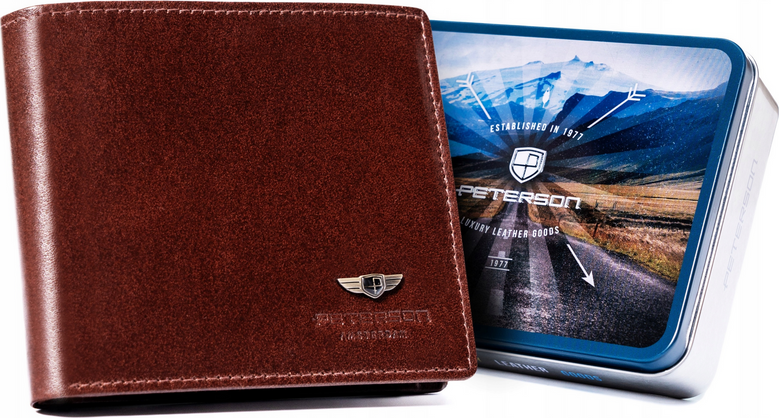 Peterson Hnedá pánska kožená peňaženka W077 [DH] PTN 22303-VT Veľkosť: ONE SIZE