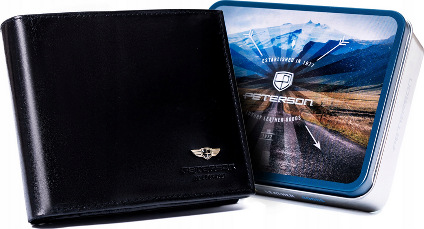 Peterson Čierna kožená pánska peňaženka W080 [DH] PTN 22305-VT Veľkosť: ONE SIZE