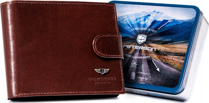 Peterson Elegantná hnedá kožená peňaženka so zapínaním W091 [DH] PTN 22305L-VT Veľkosť: ONE SIZE