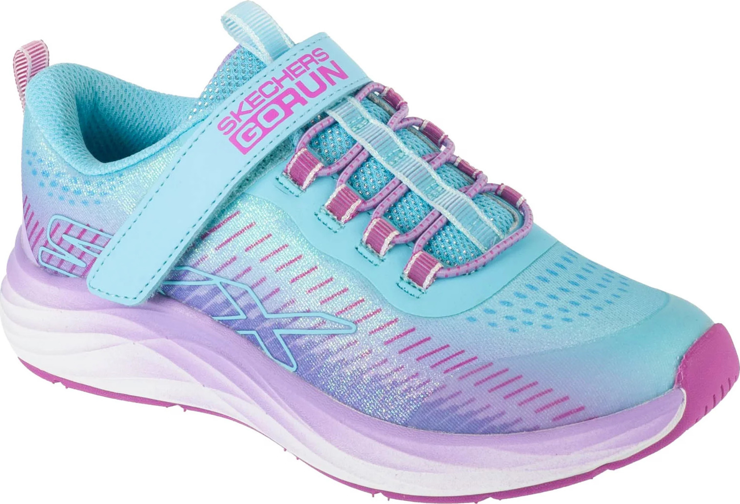 Modro-fialové detské trblietavé tenisky Skechers Go-Run Accelerate - Glitter S 303898L-AQPR Veľkosť: 34