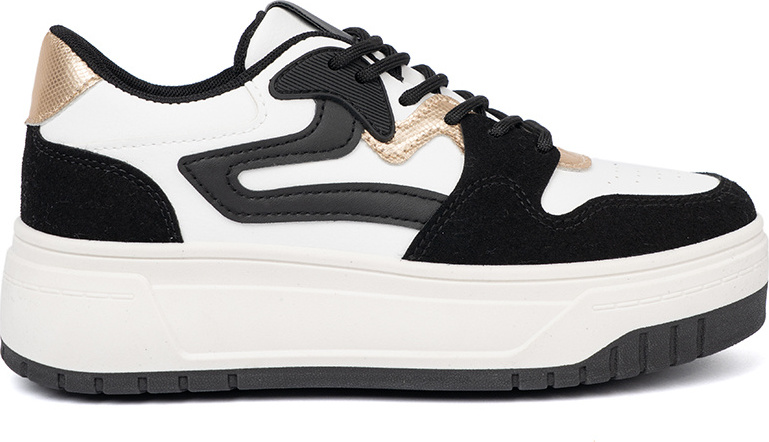 Čierno-biele dámske sneakersy so zlatými detailmi 1W-N3B Veľkosť: 36