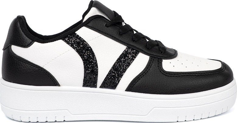 Štýlové čierno-biele dámske sneakersy s trblietavými vsadkami Y11-B Veľkosť: 36