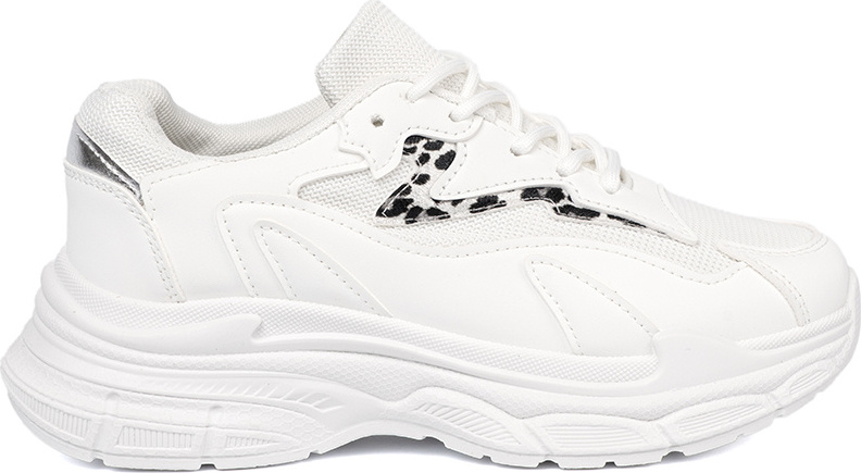 Biele dámske tenisky na platforme s ozdobným prvkom 1193W Veľkosť: 36