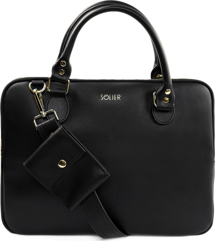 Čierna dámska kožená taška na notebook FL26 BLACK Veľkosť: ONE SIZE