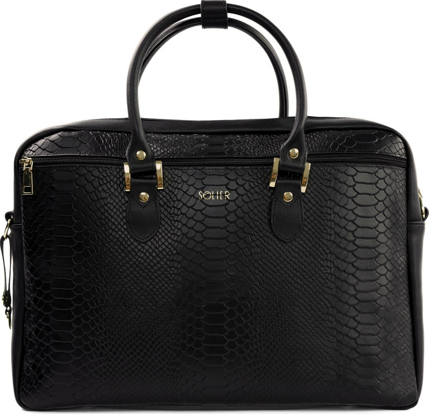 Černá dámská kožená taška na notebook MARINA FL13 MARINA BLACK SNAKE Veľkosť: ONE SIZE