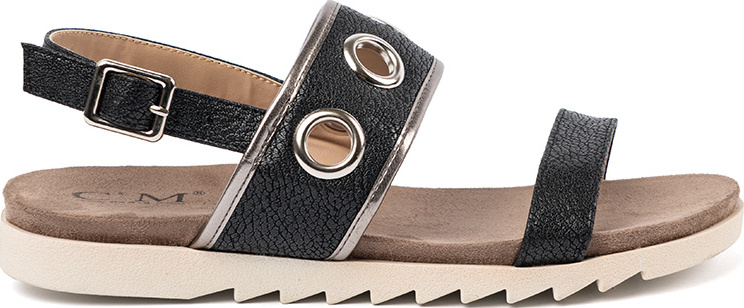 Čierne dámske sandále s ozdobnými kovovými krúžkami 1713-34B Veľkosť: 36