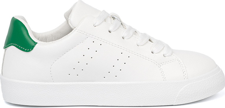 Klasické biele dámske sneakersy so zeleným prvkom AEF3302GR Veľkosť: 40