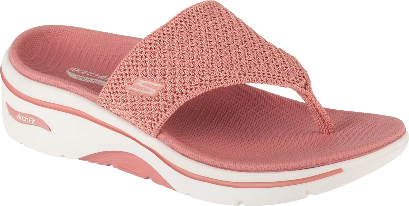 Ružové dámske žabky na platforme Skechers Go Walk Arch Fit 2.0 Sandal - Carrie 140861-ROS Veľkosť: 40