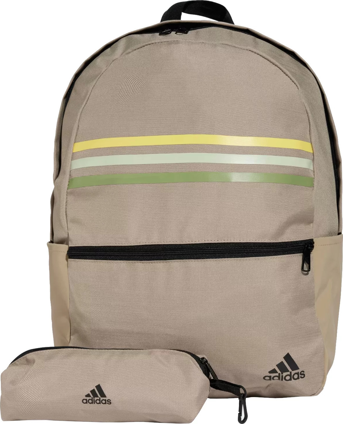 Tmavo béžový športový plecniak s puzdrom Adidas Classic Horizontal 3-Stripes Backpack IZ1896 Veľkosť: ONE SIZE