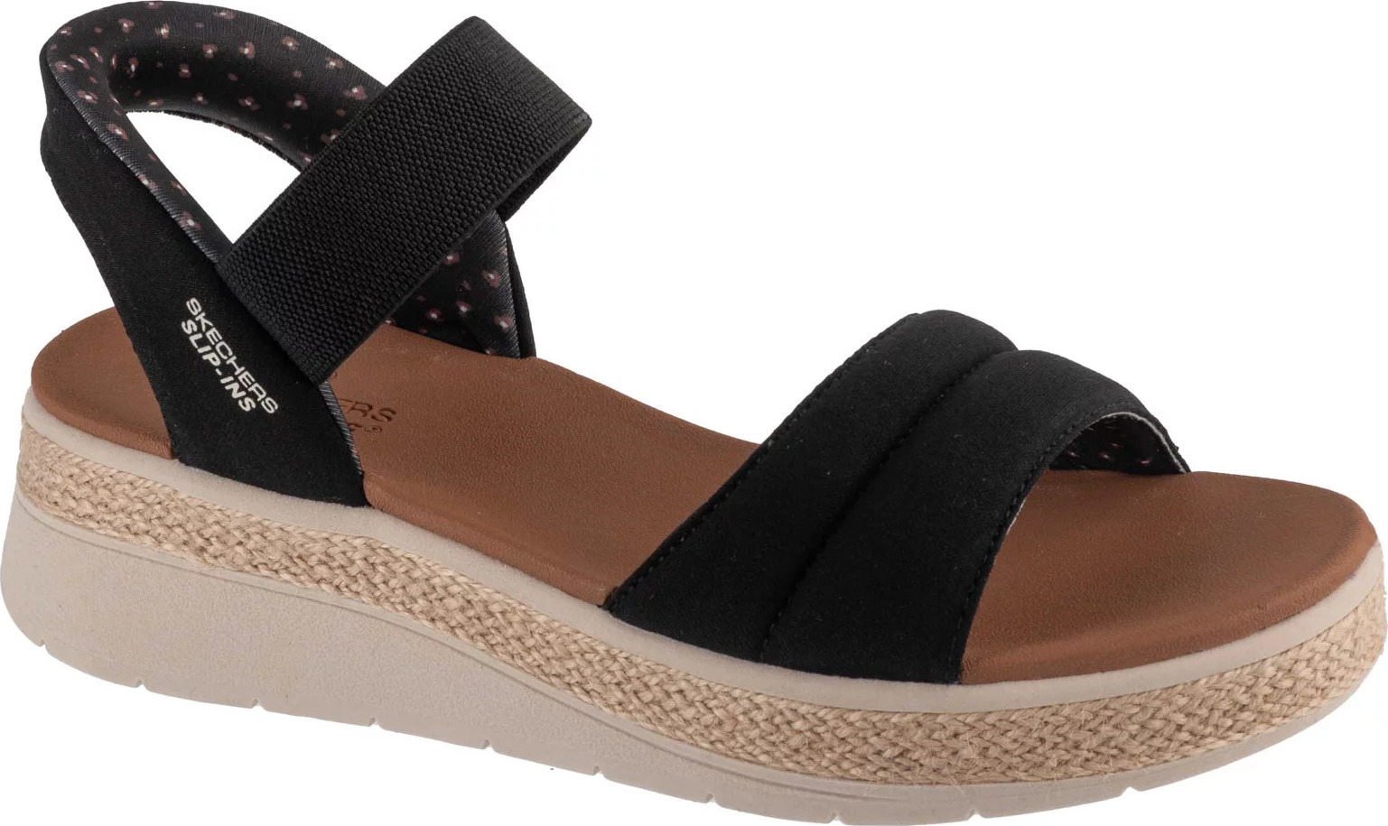 Čierne dámske sandále na kline Skechers Slip-Ins: BOBS Sun Ray 114413-BLK Veľkosť: 36