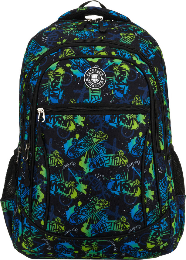 Peterson Čierny školský plecniak so vzorom skateboardu PTN BIEDRONKA Veľkosť: ONE SIZE