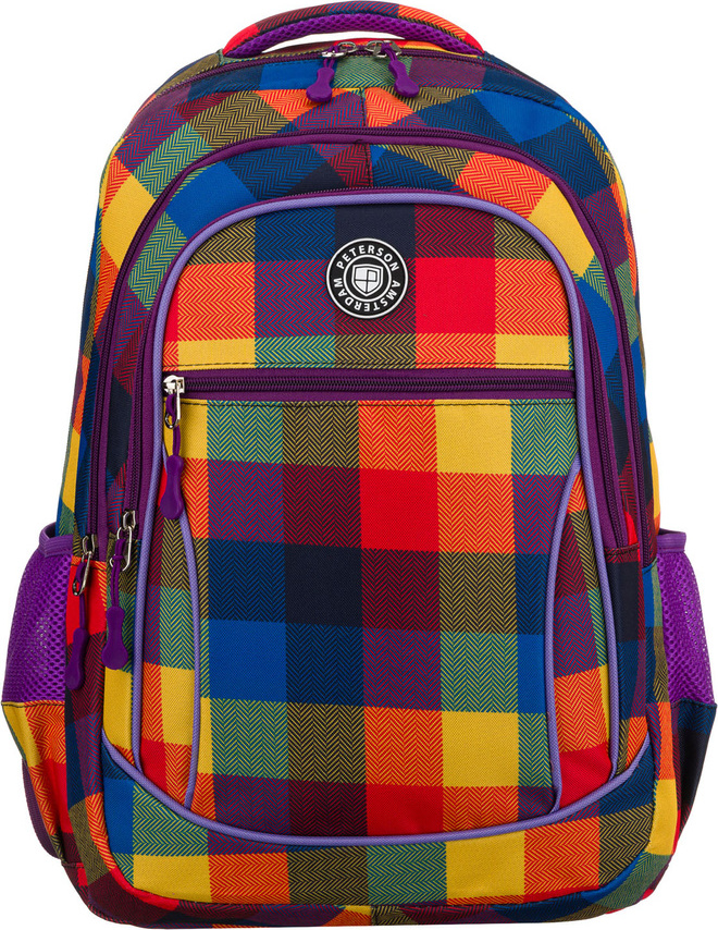 Peterson Farebný kockovaný školský plecniak PTN BIEDRONKA Veľkosť: ONE SIZE