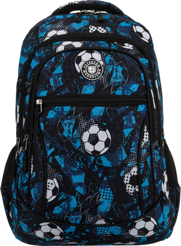 Peterson Modro-čierny školský plecniak s futbalovým vzorom PTN BIEDRONKA Veľkosť: ONE SIZE