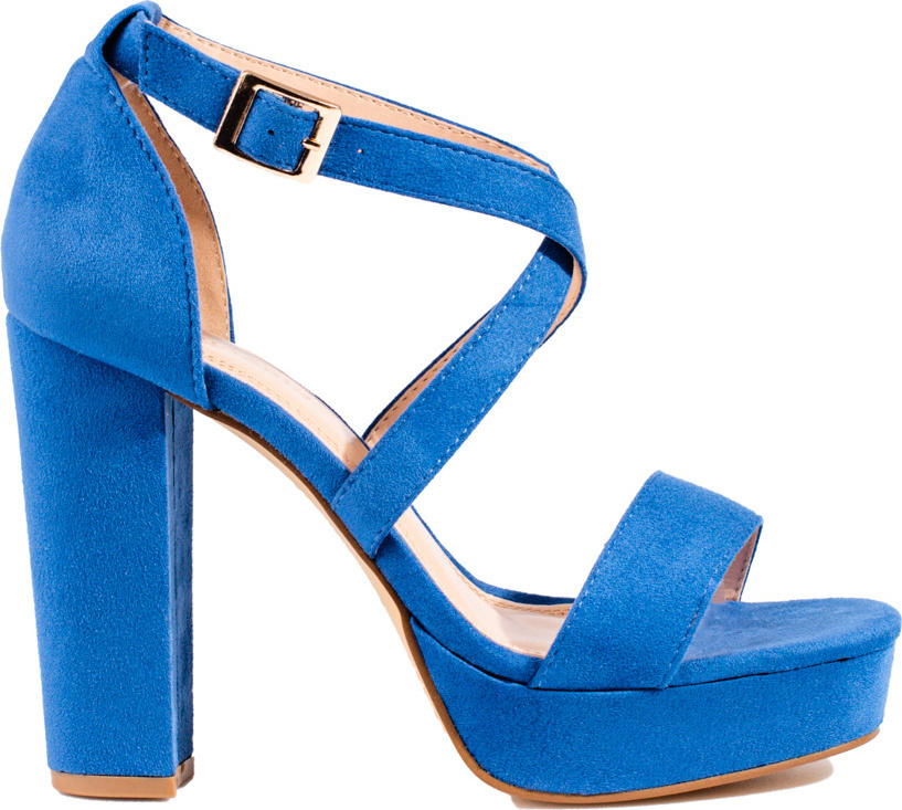 Modré sandále na vysokom podpätku Shelvt, podpätok 12 cm GD-DO-126BL Veľkosť: 39