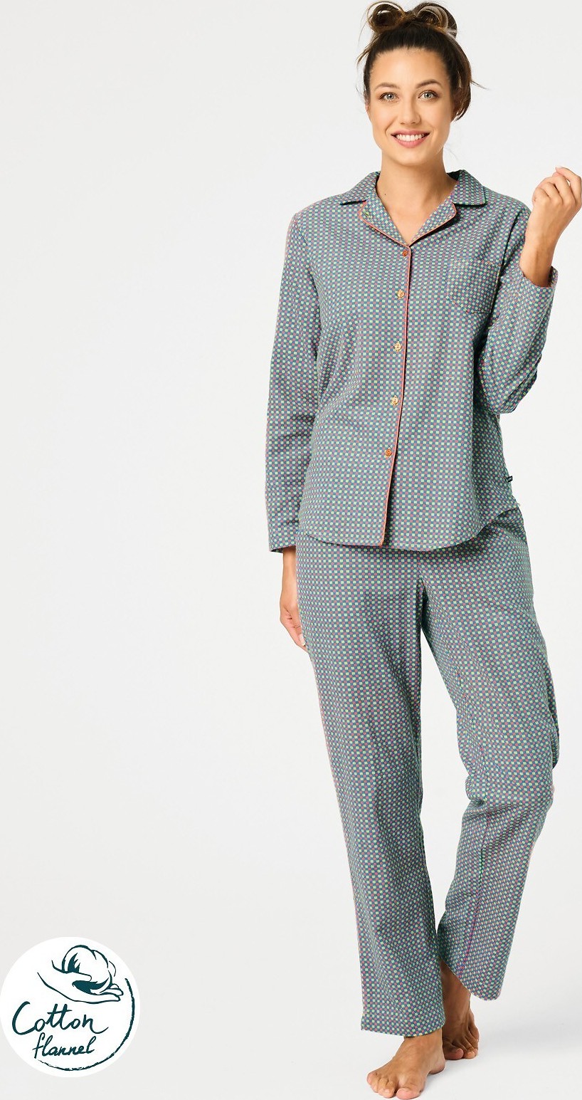 Key Vzorované dámske bavlnené pyžamo LNS 429 B25 dł/r S-XL rozpinana damska Veľkosť: L, Barva: vzory